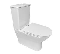 Inodoro Completo - WC Inodoro Completo con Sistema Rimless Antibacterias - Vater Baño con Tapa UF Termodurente Amortiguada - Inodoro Salida Dual Eficiente con Ahorro de Agua - WC para Hogar Blanco