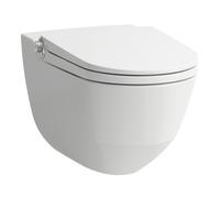 inodoro con bidé integrado Running Cleanet Riva, Flushless, de pared, mando a distancia, asiento de WC con tapa, H8206917570001, Color: Nieve (blanco mate)