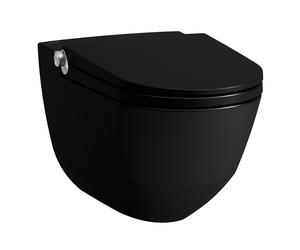 inodoro con bidé integrado Running Cleanet Riva, Flushless, de pared, mando a distancia, asiento de WC con tapa, H8206917160001, Color: Negro Mate