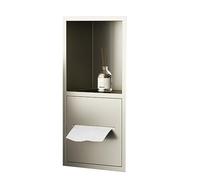 Inodoro de acero inoxidable con estantes integrados, ducha para inodoros, soporte de papel higiénico de pared, diseño sin azulejos, se adapta a inodoros estándar, color blanco, 20 x 40 x 12,5 cm