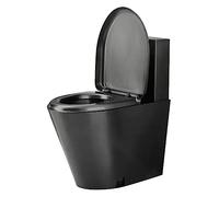 Inodoro de doble descarga de acero inoxidable 304, inodoro de una pieza de ahorro de agua de alta on asiento de cierre suave para una experiencia de baño cómoda