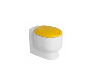 Inodoro de suelo con tapa de plástico elástomero en acabado blanco de alta calidad Wckids de Unisan - Escobillero y portarollos amarillo / Color amarillo
