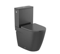 Inodoro de tanque bajo salida dual y diseño adosado a pared en acabado blanco Ona Rimless de Roca - Con cisterna cuadrada alimentación lateral / Asiento con tapa con amortiguador / Negro Mate