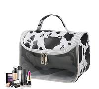 Inodoro de viaje - Bolsa de viaje con estampado de vaca | Maquillaje de gran capacidad con mango portátil para champú para el cuidado de la piel, Regalos Jingan, Bolsa de ganchillo transparente, 1