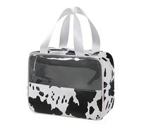 Inodoro de viaje - Bolsa de viaje con estampado de vaca | Maquillaje de gran capacidad con mango portátil para champú para el cuidado de la piel, Regalos Jingan, Doble mano transparente, 1