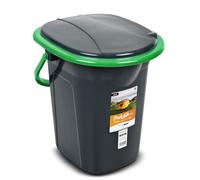 Inodoro de viaje y camping, cubo sanitario compacto en negro y verde de 19L