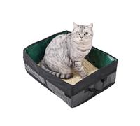 Inodoro felino portátil - letrina plegable para gatitos, contenedor impermeable de borde poco profundo, receptáculo neutralizador de aromas, almacenamiento en rincón de apartamento de vehículo |
