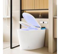 Inodoro inteligente de lujo con bidé, inodoro alargado de una pieza con asiento calefactado, secadora, descarga automática/tapa y asiento, modo niño, inodoros eléctricos sin tanque para baño con sifón