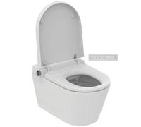 Inodoro inteligente ideal standard suspendido blanco con salida horizontal y cánula de limpieza automática, higiene intima avanzada y función de secado