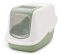 Inodoro moderno para gatos Nestor blanco y verde claro, 56 x 39 x 38,5 cm