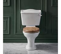 Inodoro Monobloque Moderno de Esquina con Tapa con Cierre Amortiguado y Pulsador de Descarga de Color Oro Satinado - Belstone