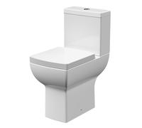 Inodoro Monobloque - Taza Elevada a Ras de la Pared - Estilo Moderno Cuadrado - Tapa con Cierre Amortiguado