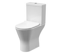 Inodoro Monobloque - Taza Elevada en Estilo Moderno Redondo Sin Bridas - Tapa con Cierre Amortiguado