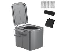 Inodoro móvil plegable - asiento de entrenamiento compacto con soporte de almacenamiento lateral, 100 kg de carga, con 12 bolsas de excreción, 12 coagulantes y bolsa de almacenamiento para la playa de