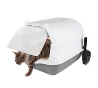 Inodoro para gatos cubierto con filtro de carbón activo y puerta cerrada con privacidad, control de olores, fácil de limpiar, asa de transporte, diseño de parada de dispersión, adecuado para gatos
