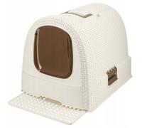 CURVER Inodoro para gatos, bandeja sanitaria cerrada, compartimento inferior extraíble para facilitar la limpieza, pala para arena y alfombrilla incluidas, dimensiones: 40 x 38.5 x 51.5 cm Blanco
