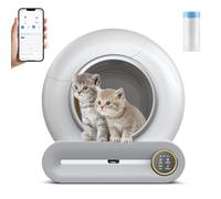 Inodoro para gatos eléctrico autolimpiable, 68 L, automático, autolimpiable, con bolsas de basura, bajo nivel de entrada/control de aplicación/desodorante/monitor de salud para varios gatos