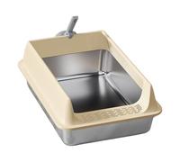 Inodoro para Gatos - Hojas de para Gatos, sartén Grande de Acero Inoxidable | Orinal de Gatito semicerrado para Control de olores Interiores, apartamento, salón, balcón, reservas de