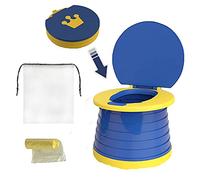 Inodoro plegable para bebés y niños, para viaje, asiento de inodoro portátil, para interiores o exteriores, con bolsa de viaje, azul