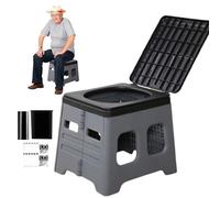 Inodoro portátil: inodoro portátil retráctil, inodoros compactos para campistas, inodoros ergonómicos para viajes, asiento de plegable, baño con bolsas de basura, agentes solidificantes higién