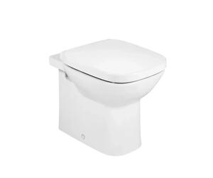 Inodoro salida dual de tanque alto de 35,5 cm fabricado en porcelana de color blanco Debba Roca - Asiento con tapa con amortiguador