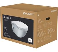Inodoro suspendido Duravit Starck 3 SET, incl. asiento de inodoro con caída amortiguada, blanco, 42000900A1