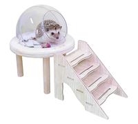 Inodoro transparente para hámsteres - Bañera de madera acrílica con escalera, función de baño de arena, diseño espacial, paisajismo de tina de orina | Accesorio versátil para el hábitat de excavación