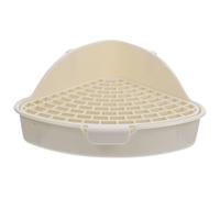 Inodoro Triangular para Mascotas Rejilla, Plástico, Fácil Instalación | Base Filtrante Malla, Rejillas Desmontables y Cierre Fijo, para Jaulas Interiores y Patios
