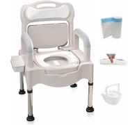 Inodoros de cabecera, inodoro de noche, silla de inodoro, silla de orinal ajustable en altura para adultos mayores, inodoros portátiles para uso doméstico, adecuado para personas con discapacidades,