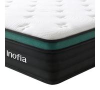 Inofia Colchón híbrido King Mattresses de 5 pies y 10.6 pulgadas con resorte de bolsillo zonificado, sistema de soporte de triple capa para un mejor alivio de la presión y alineación de la columna
