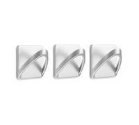 INOFIX - Colgador - Adhesivo modelo cinta - Resistente al agua - Se instala fácilmente mediante banda adhesiva de alta resistencia, sin necesidad de tornillos - Cromo mate - 3 unidades