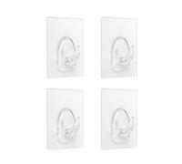 INOFIX - Colgador - Adhesivo Stick&Go - Autoadherente, removible y reutilizable - Soporta hasta 3 kg (6,6 lb) - 60 x 47 x 21 mm - Transparente - 4 unidades