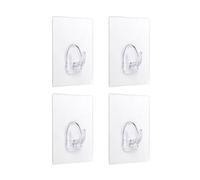 Inofix - Colgador - Adhesivo Stick&Go - Autoadherente, removible y reutilizable - Soporta hasta 5 kg (11 lb) - 80 x 62 x 21 mm - Transparente - 4 unidades