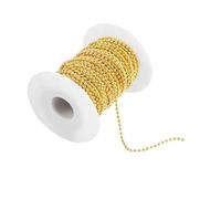 INOKAI Cadena de Eslabones Lote de 5 m de Cadenas de Bolas de Metal de Color Dorado, Negro, Bronce y Plateado de 1,2 a 4 mm for Collares, bisutería y Accesorios.(Gold,1.2mm)