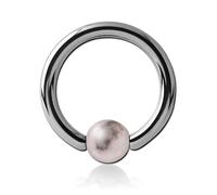 Inoki - Anillo de titanio con bola de piedra de jaspe de cebra rosa - Espesor 3 mm, Diámetro 16 mm, Bola 6 mm