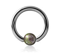 Inoki - Anillo de titanio con bola de piedra de sangre de dragón - Espesor 3 mm, Diámetro 20 mm, Bola 6 mm