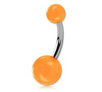 Inoki - Bolas acrílicas fosforescentes de plátano con forma de ombligo de acero - Espesor 1.6 mm, Long. int. 10 mm, Bola 5 mm - Naranja
