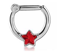 Inoki - Crystal Star Clicker - Joyería para septum de acero - Espesor 1.6 mm, Long. int. 7 mm, Diámetro 10 mm - Siam claro