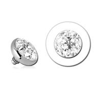 Inoki - Disco de titanio con diamantes de imitación cristalinos para tornillo interno con eje de 1,6 mm - Espesor 1.6 mm, Diámetro 4 mm - Cristal