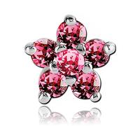 Inoki - Flor de cristal con 5 pétalos para tallo de 1,6 mm, tornillo interno o microdérmica - Espesor 1.6 mm, Diámetro 5.7 mm - Rosa