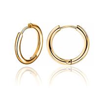 Inoki - Par de aretes tipo argolla chapados en oro de 18 quilates de 2 mm x 10 mm