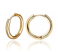 Inoki - Par de aretes tipo argolla chapados en oro de 18 quilates de 2 mm x 12 mm