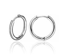 Inoki - Par de pendientes tipo argolla de acero de 2 mm x 10 mm