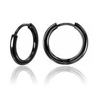 Inoki - Par de pendientes tipo argolla de acero negro de 2,5 mm x 16 mm