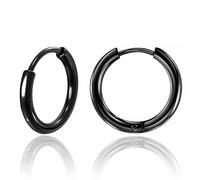 Inoki - Par de pendientes tipo argolla de acero negro de 2,5 mm x 18 mm