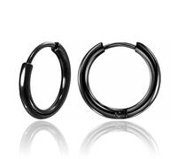 Inoki - Par de pendientes tipo argolla de acero negro de 2,5 mm x 20 mm