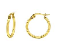 Inoki - Pendientes tipo argolla de acero chapado en oro de 14 quilates y 15 mm