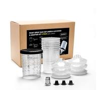 InoKraft Juego desechable de botes de pintura para pistola de pulverización, tamaño grande de 28 onzas líquidas (800ml) con 6 botes y tapas, 1 bote duro con anillo retenedor, 3 tapones, sistema de