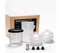 InoKraft Sistema de Pintura desechable estándar de 650 ml, Juego de 6 Vasos y Tapas, 1 Vaso Duro con Anillo de Soporte, 3 Tapones, Sistema de Pintura para HVLP/LVLP con Adaptador, Ideal para