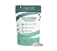 Inolab I Magnesio en polvo (2.93 g) y glicina pura en polvo (3g) I Antiestrés y Sueño I Alternativa vegana al colageno con magnesio I Bebida con delicioso sabor natural a arándano